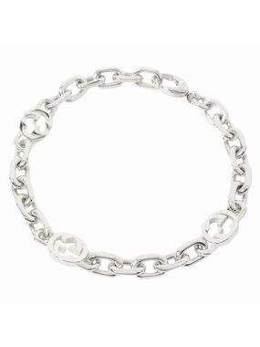 Gucci Polished Interlocking Chain Bracelet 18 Silver
